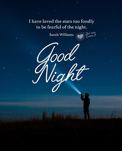 I have loved the stars too fondly to be fearful of the night. Good Night