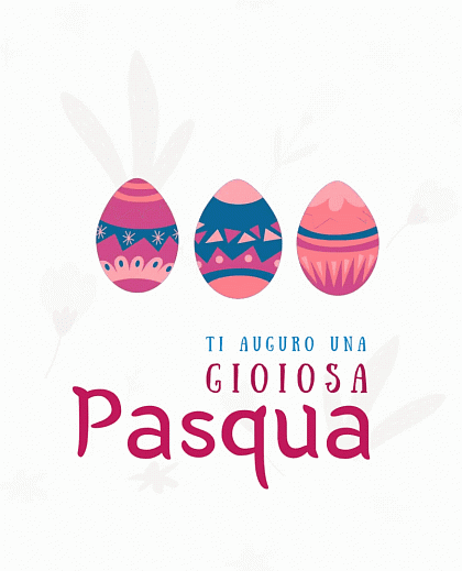 Ti auguro una gioiosa Pasqua. GIF Animata con pulcini