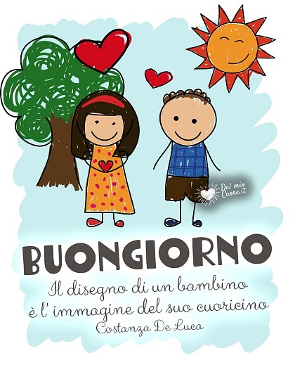Il disegno di un bambino è l'immagine del suo cuoricino. Buongiorno