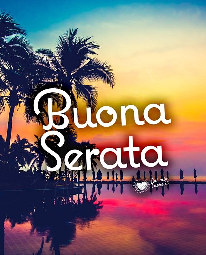 Buona serata con tramonto tra le palme
