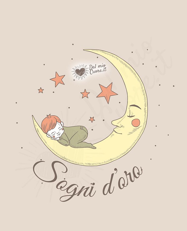 Sogni d'oro tenera con luna