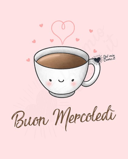 Imm Buon mercoledì con caffè e cuore