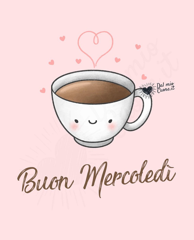 Imm Buon mercoledì con caffè e cuore