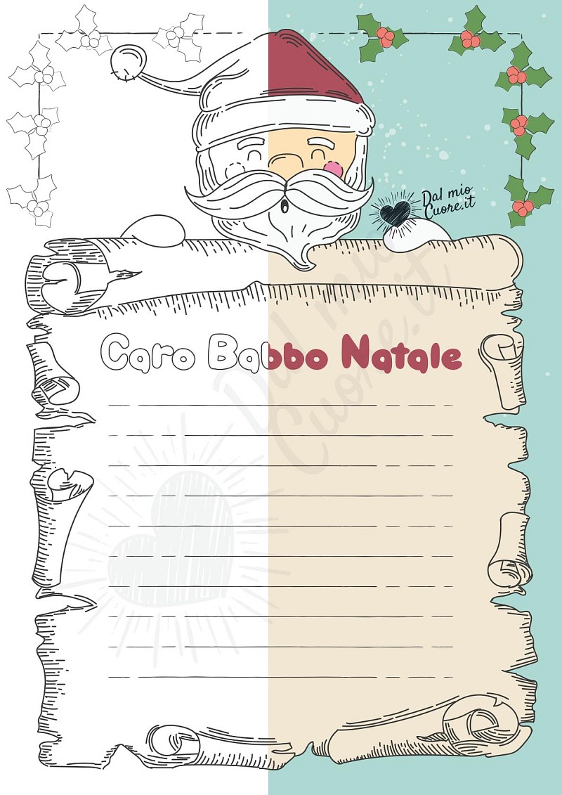 Lettera a Babbo Natale da stampare e da colorare (Modello in PDF)