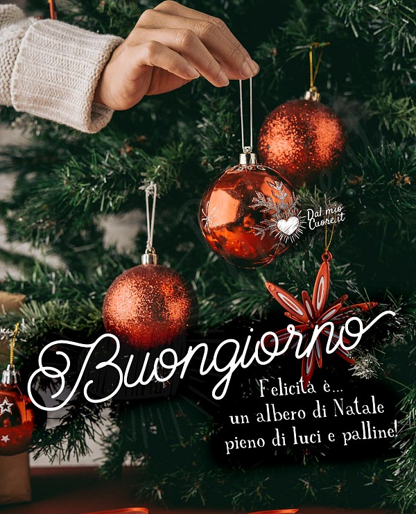 Buongiorno Natalizio. Felicità è... un albero di Natale pieno di luci e palline!