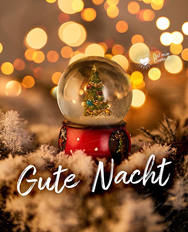 Gute-Nacht-Bild mit einem Schneekugel