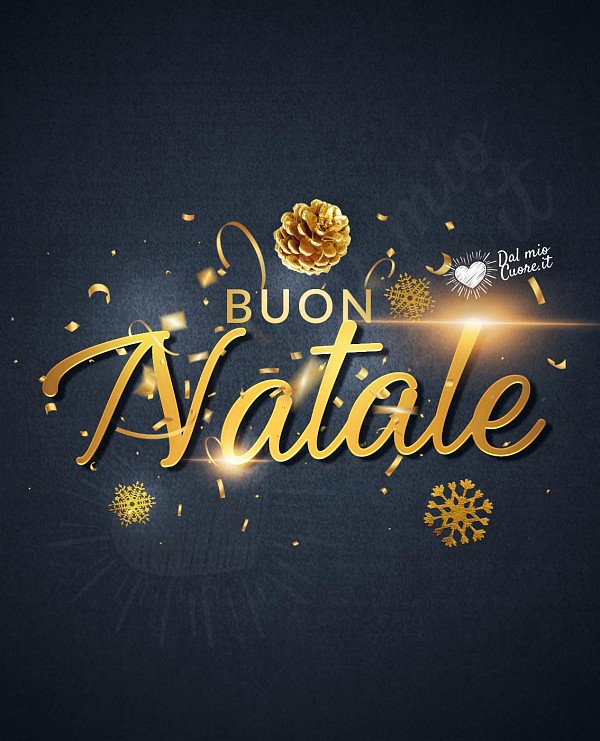 Buon Natale elegante con pigna e scritta dorata