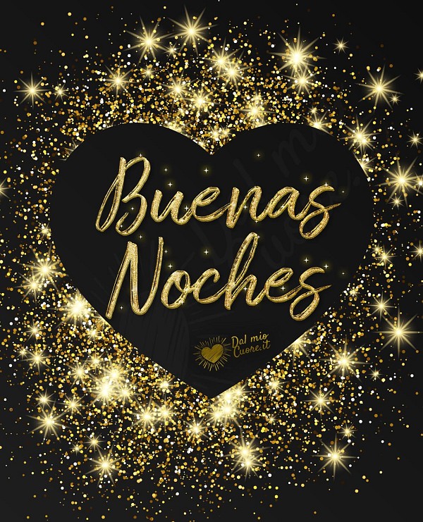 Buenas Noches. Corazón con purpurina