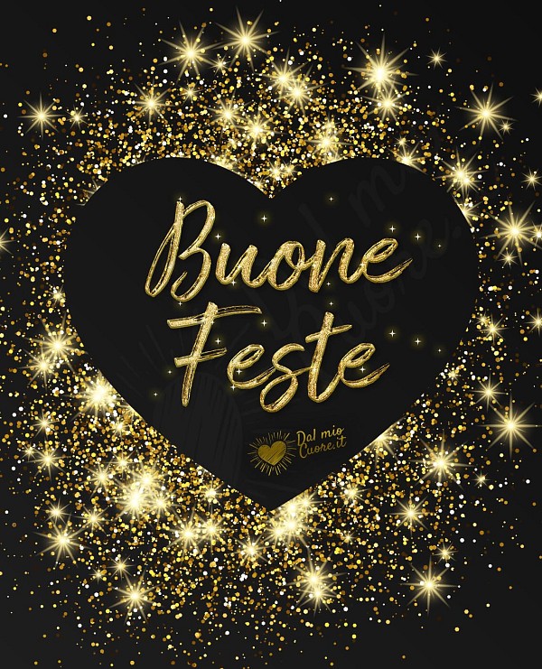 Buone feste con cuore e glitter