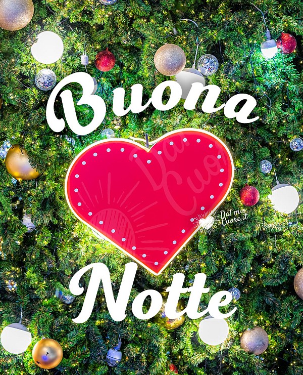 Buona notte natalizia con decorazione a forma di cuore