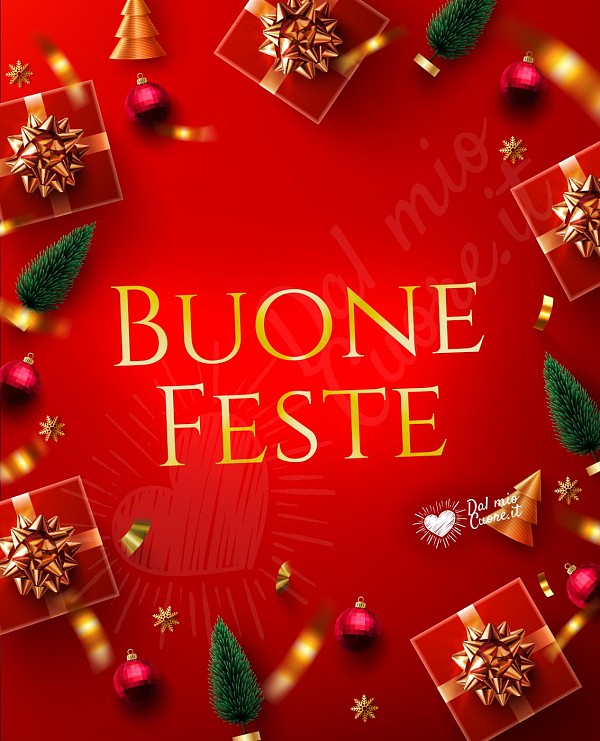 Buone Feste. Auguri eleganti su fondo rosso