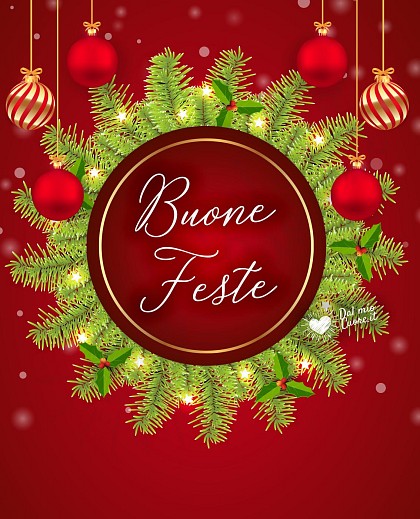 Buone Feste con corona di Natale