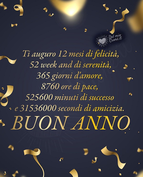Buon Anno. Ti auguro 12 mesi di felicità...