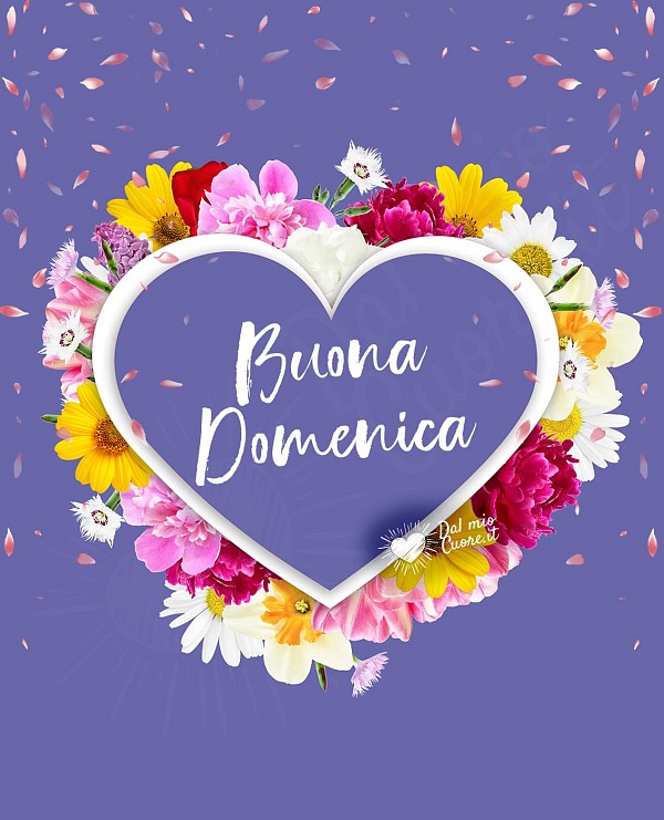 Buona domenica con cuore fatto di fiori