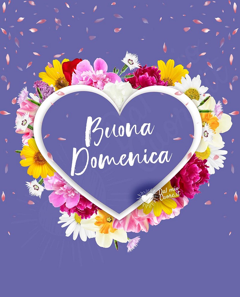 Buona domenica con cuore fatto di fiori
