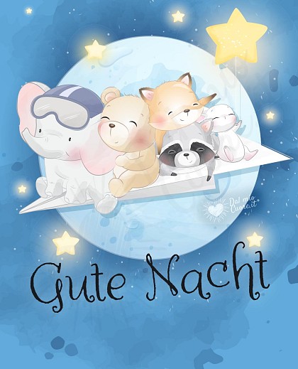 Gute Nacht. Bild mit Haustieren
