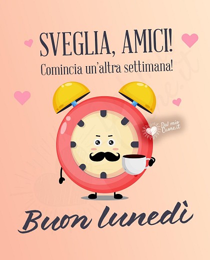 Buon lunedì. Sveglia amici! Comincia un'altra giornata!