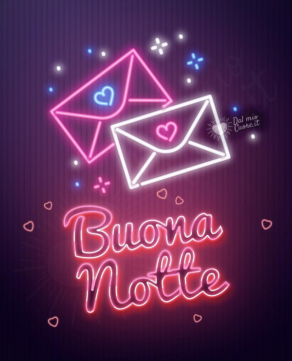 Buona Notte con lettere d'amore e neon