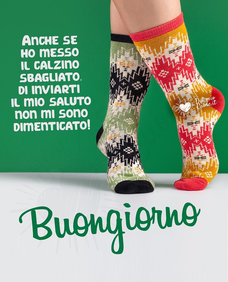 Buongiorno in occasione della giornata mondiale dei calzini spaiati
