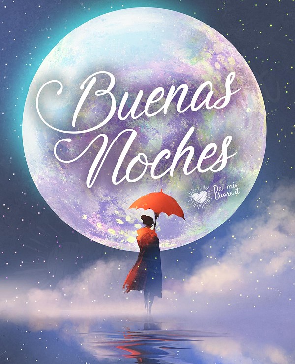 Imagen de buenas noches con luna llena