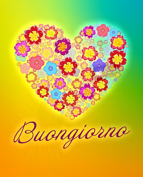 Buongiorno con cuore di fiori