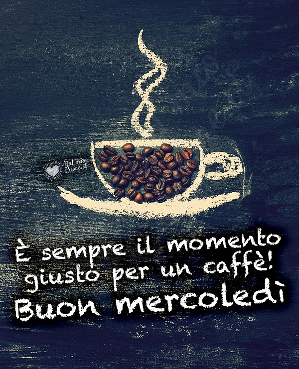 Buon mercoledì con frase sul caffè