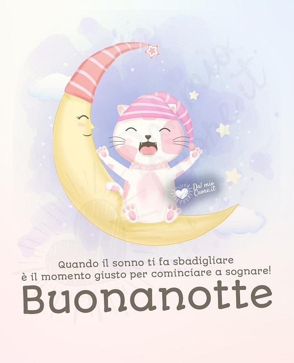 Buonanotte. Quando il sonno ti fa sbadigliare è il momento giusto per cominciare a sognare!