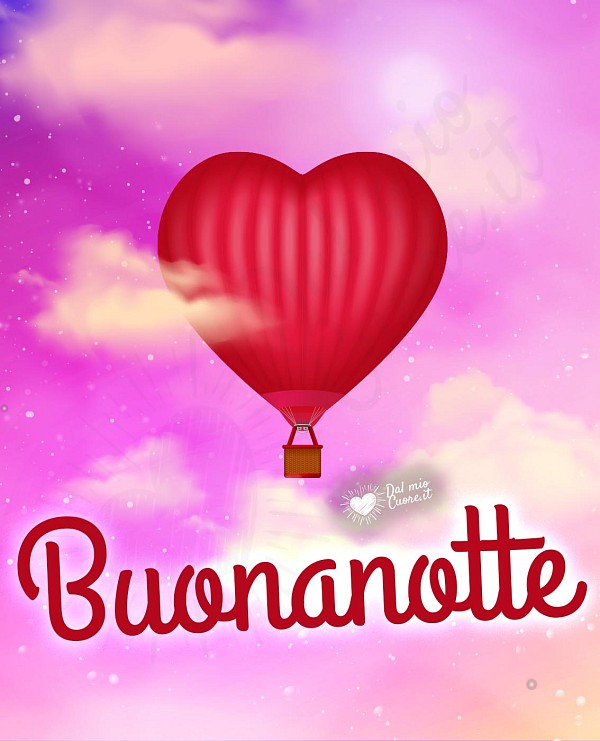 Buonanotte con mongolfiera a forma di cuore