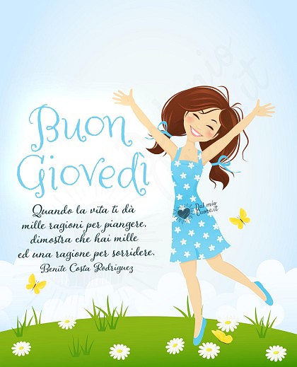 Buon giovedì con frase sull'importanza di sorridere
