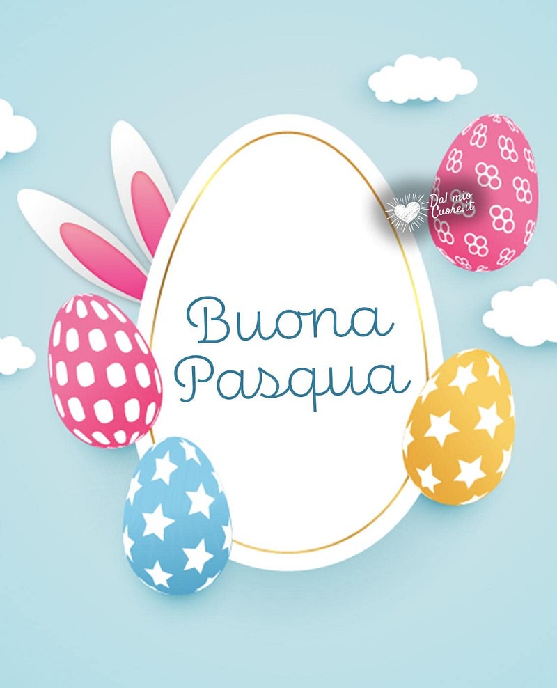 Buona Pasqua con ovetto e orecchie di coniglio