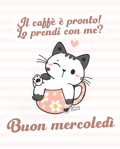 Buon mercoledì. Il caffè è pronto, lo prendi con me?