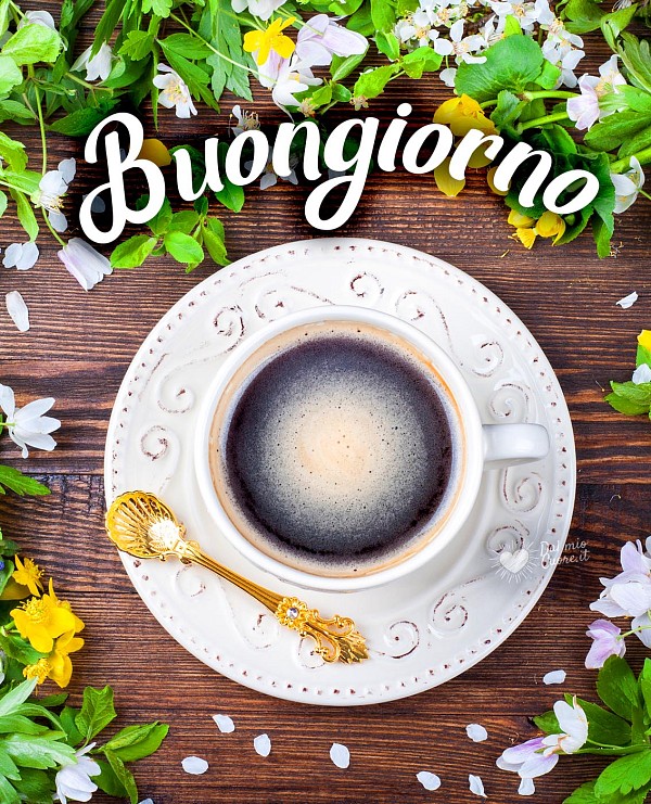 Immagine Buongiorno primaverile con caffè e fiori