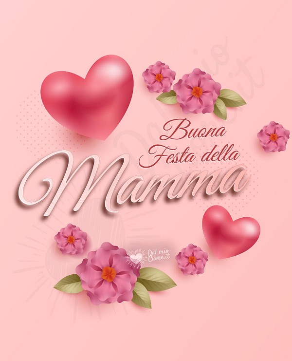Buona festa della mamma con cuori e fiori