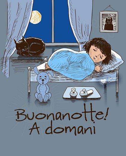 Buonanotte! A domani! Con bimba che dorme.