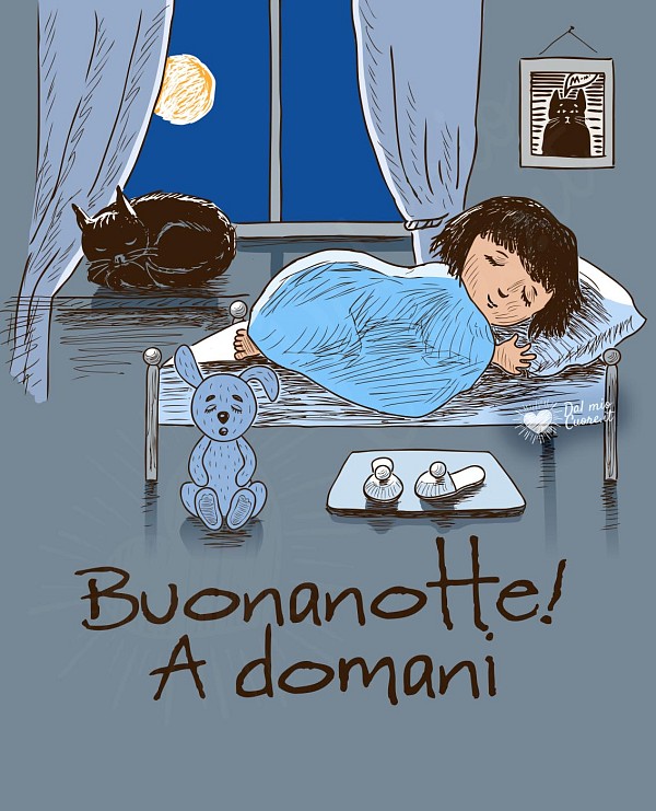 Buonanotte! A domani! Con bimba che dorme.