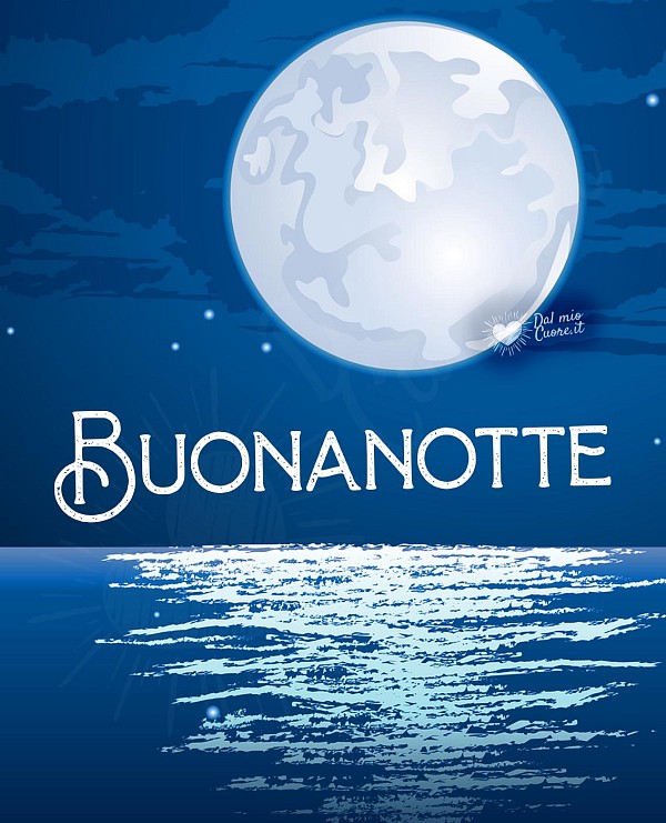 Buonanotte con luna piena sul mare