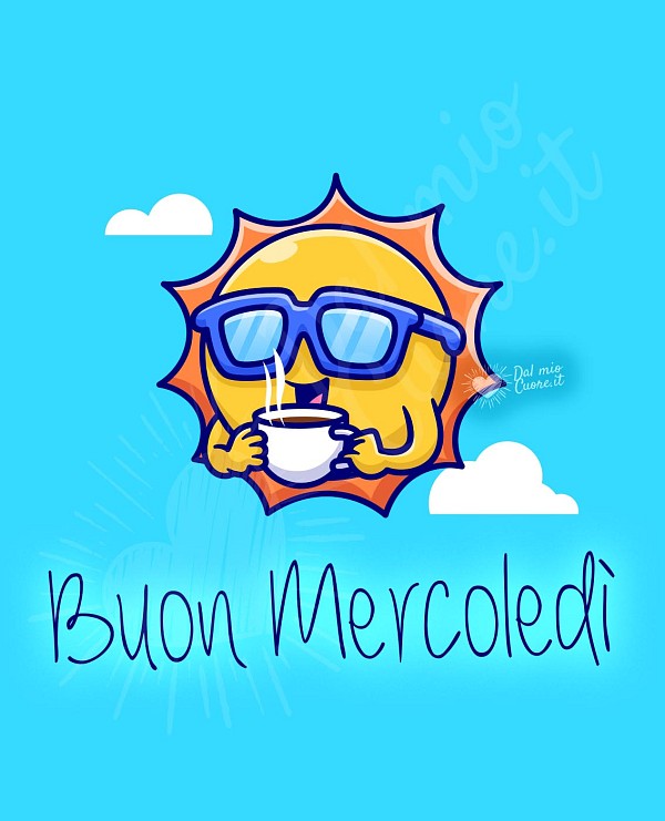 Buon mercoledì con sole e caffè