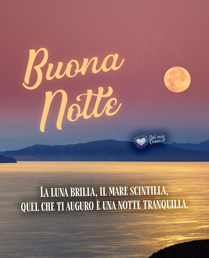 La luna brilla, il mare scintilla, quel che ti auguro è una notte tranquilla. Buona Notte