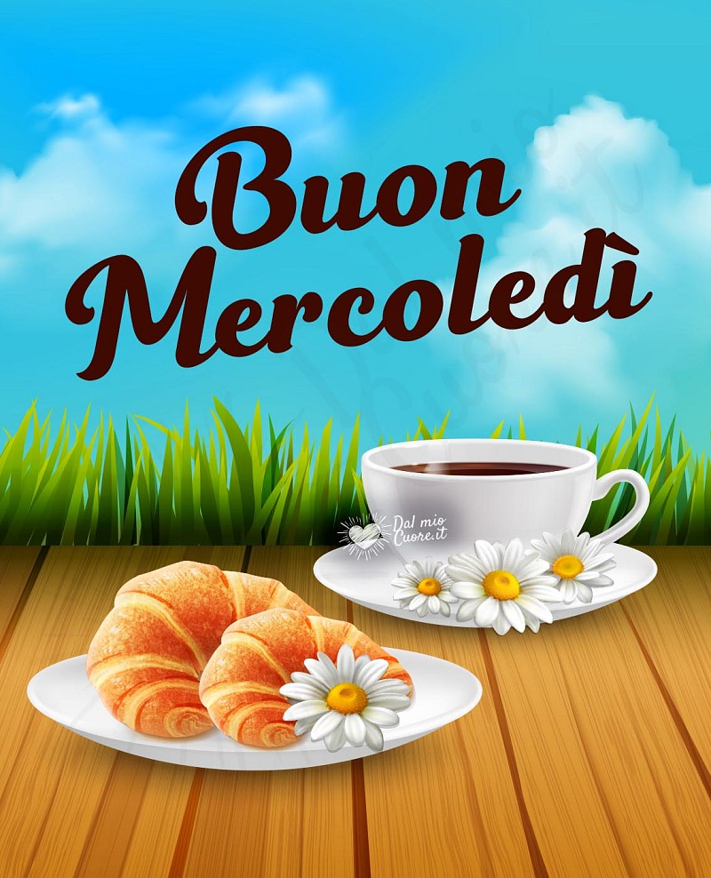 Buon mercoledi, con cornetto e caffè