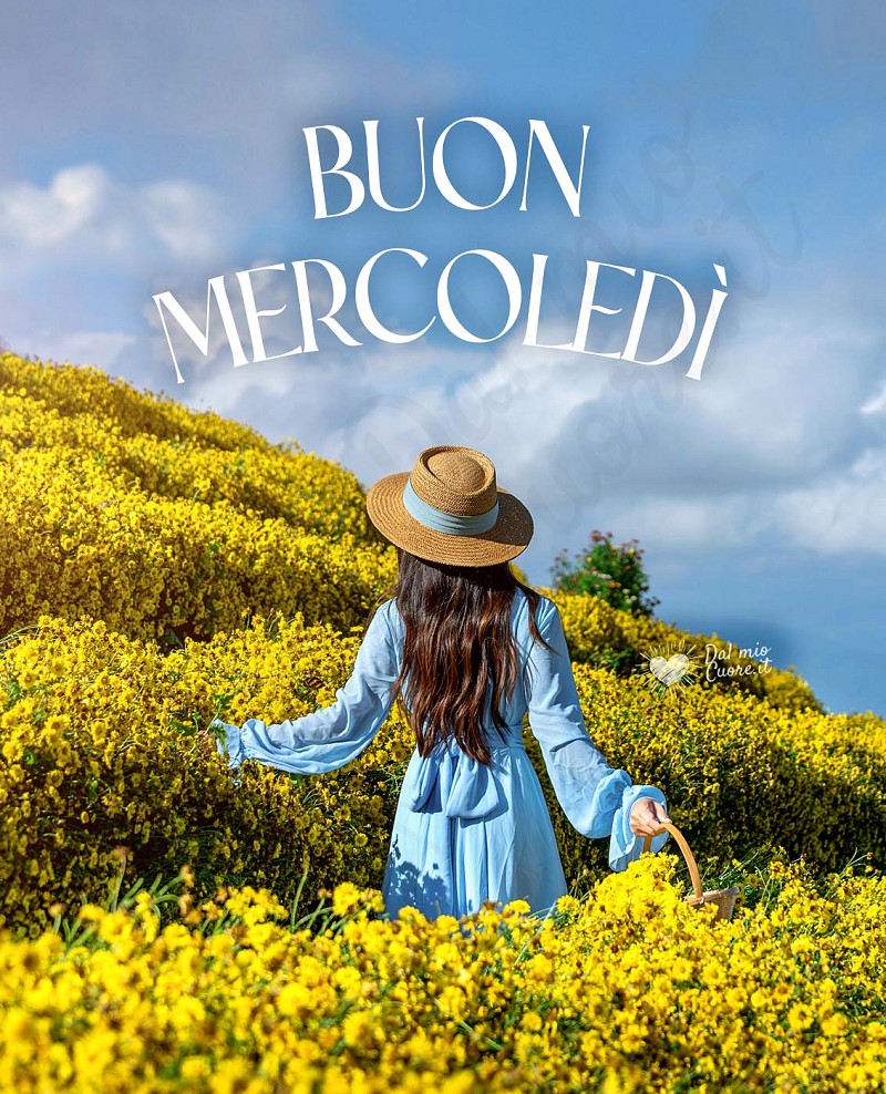Buon mecrcoledì con ragazza tra i fiori