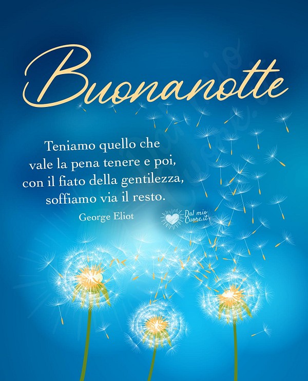 Buonanotte con soffione e frase sugli affetti