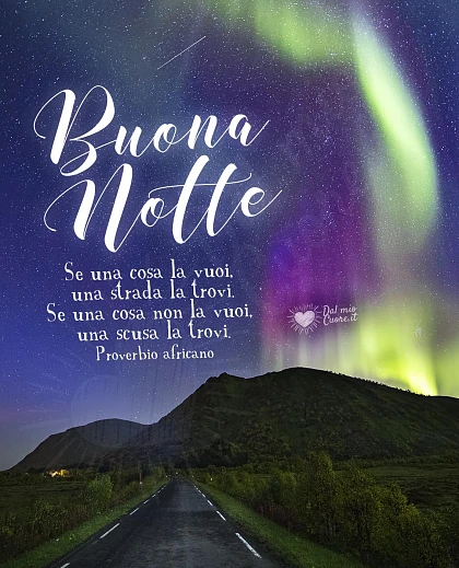 Se una cosa la vuoi, una strada la trovi. Se una cosa non la vuoi, una scusa la trovi. Buonanotte