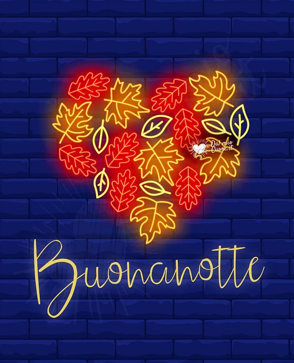 Buonanotte autunnale con cuore di foglie