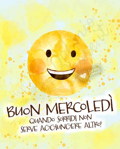 Buon mercoledì con emoji sorridente e frase