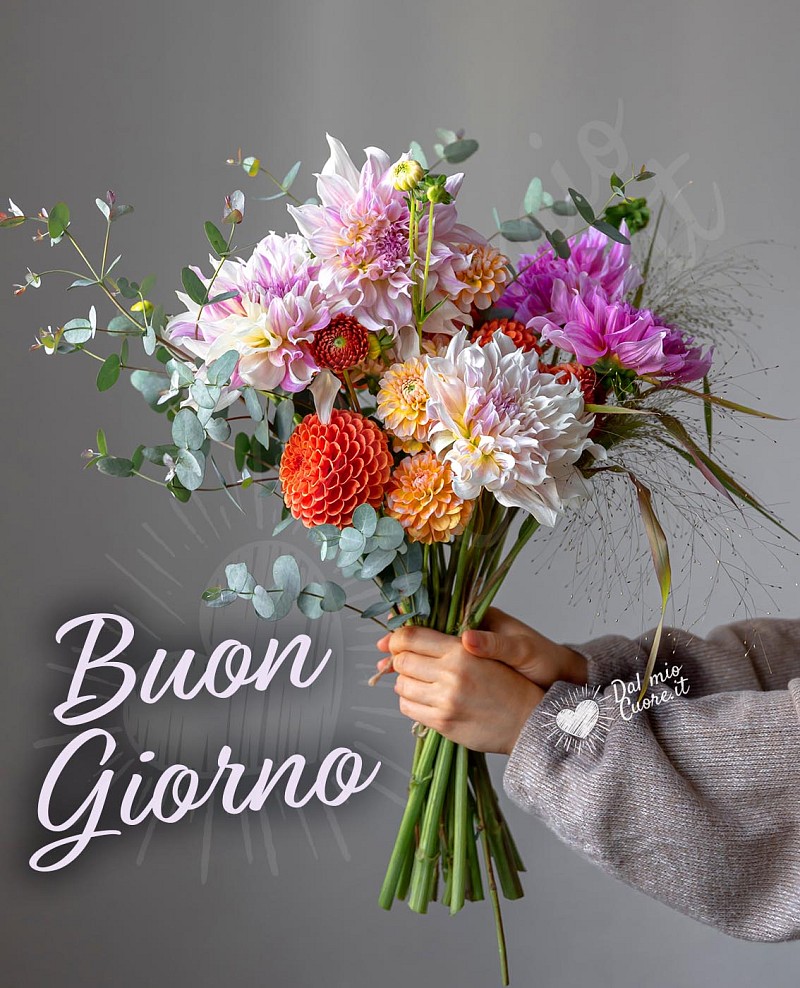 Immagine Buon giorno con mazzo di fiori