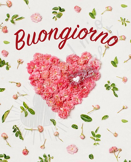 Imm buongiorno con cuore di fiori