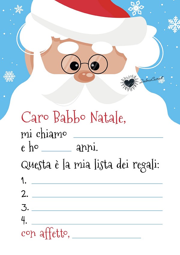 Letterina a Babbo Natale con lista regali (File stampabile)