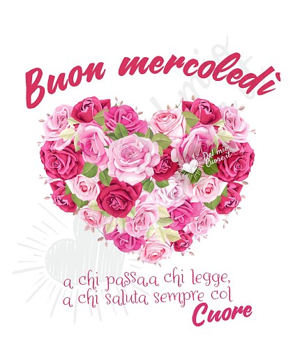 Buon mercoledi romantico con cuore di fiori