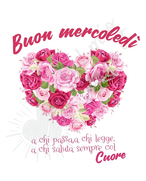 Buon mercoledi romantico con cuore di fiori