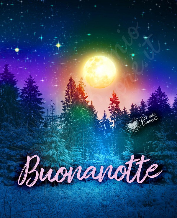 Buonanotte invernale magica con luna